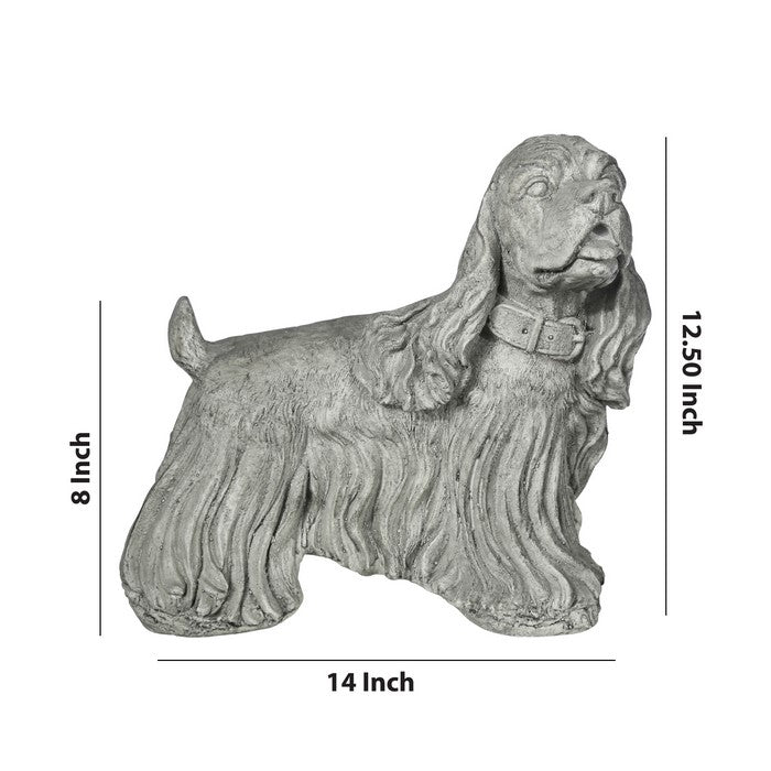 Dinmont Terrier Dog Figurine in Standing Position, Distressed Gray