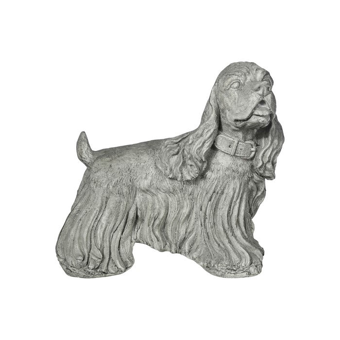 Dinmont Terrier Dog Figurine in Standing Position, Distressed Gray
