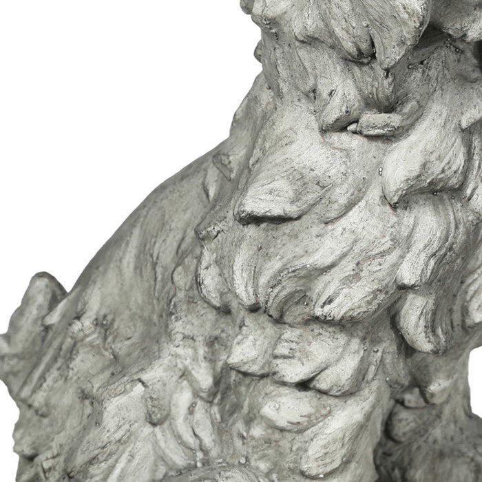 Nowwich Terrier Dog Fiberstone Figurine in Sitting Position,Distressed Gray