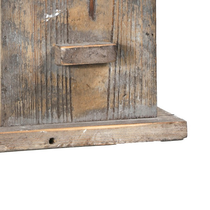 Corrugated Metal Top Double Deck Wooden Bird House, Brown and Gray