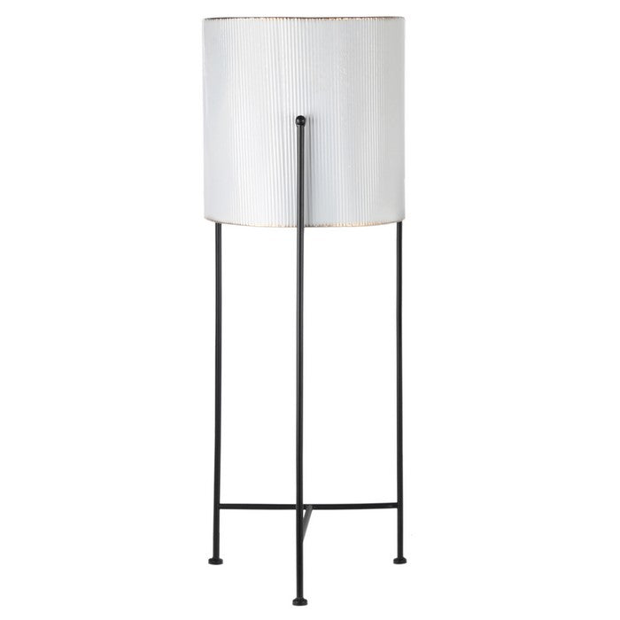 3 Piece Gold Rim and Corrugated Round Metal Planter, White and Black