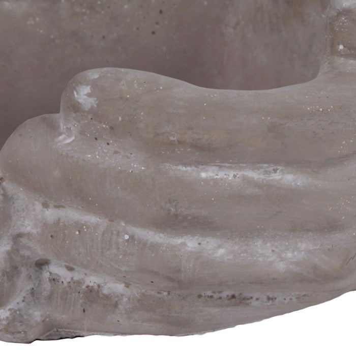 Transitional Closed Hand Shape Cement Bird Feeder, Weathered Gray