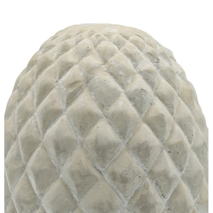 Pinecone Cement Table Decor with Pedestal Base, Washed Gray