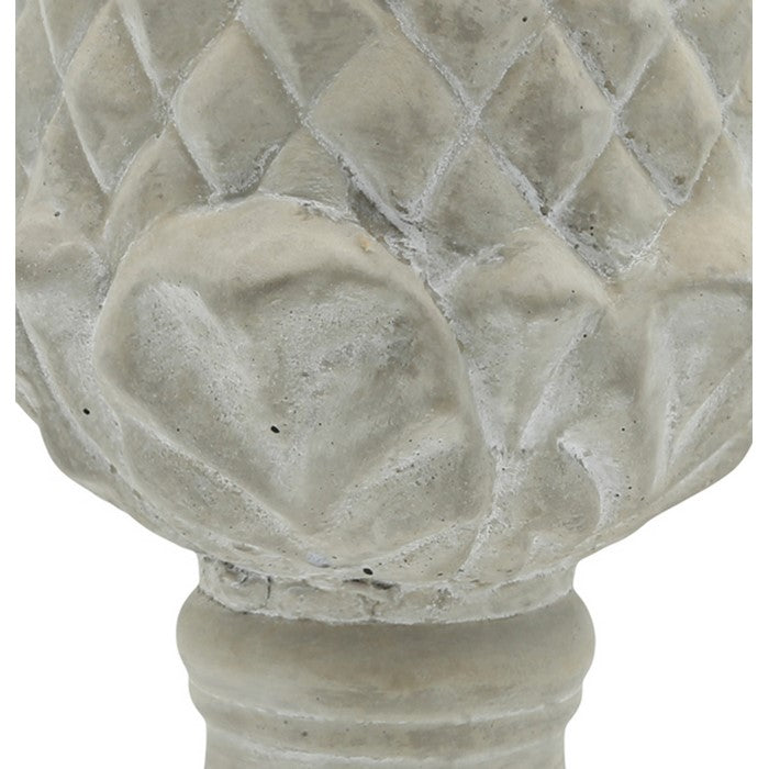 Pinecone Cement Table Decor with Pedestal Base, Washed Gray
