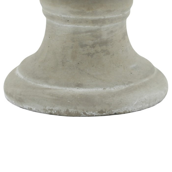 Pinecone Cement Table Decor with Pedestal Base, Washed Gray