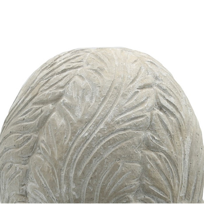 Cabbage Cement Figurine with Square Pedestal Base, Large, Gray