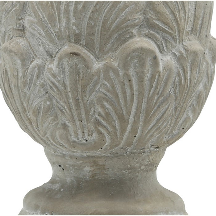 Cabbage Cement Figurine with Square Pedestal Base, Large, Gray