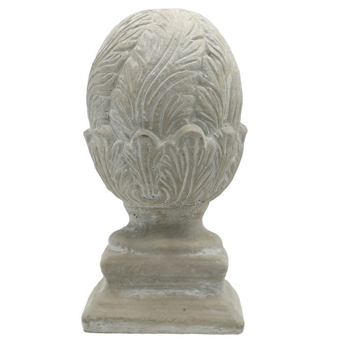 Cabbage Cement Figurine with Square Pedestal Base, Large, Gray