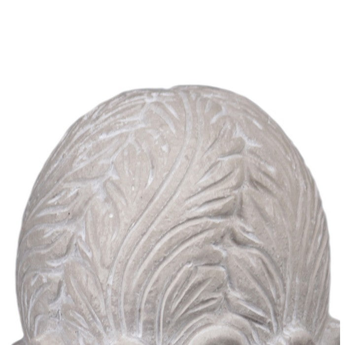 Cabbage Cement Figurine with Square Pedestal Base, Small, Gray