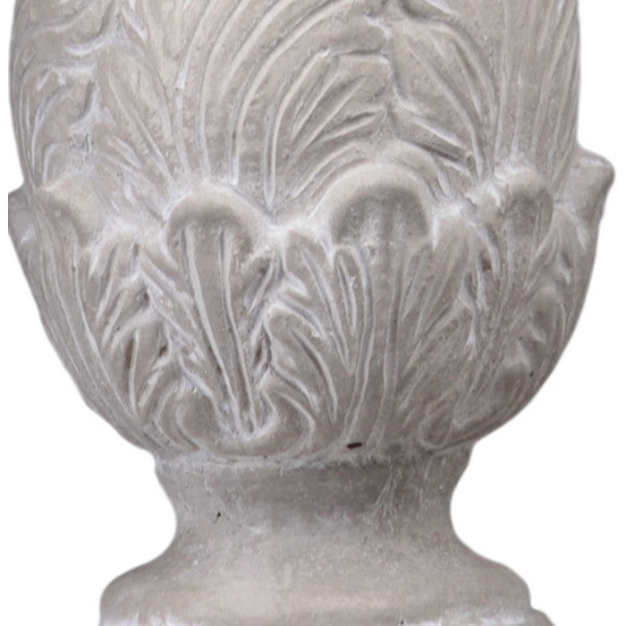 Cabbage Cement Figurine with Square Pedestal Base, Small, Gray