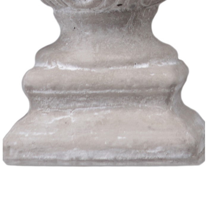 Cabbage Cement Figurine with Square Pedestal Base, Small, Gray
