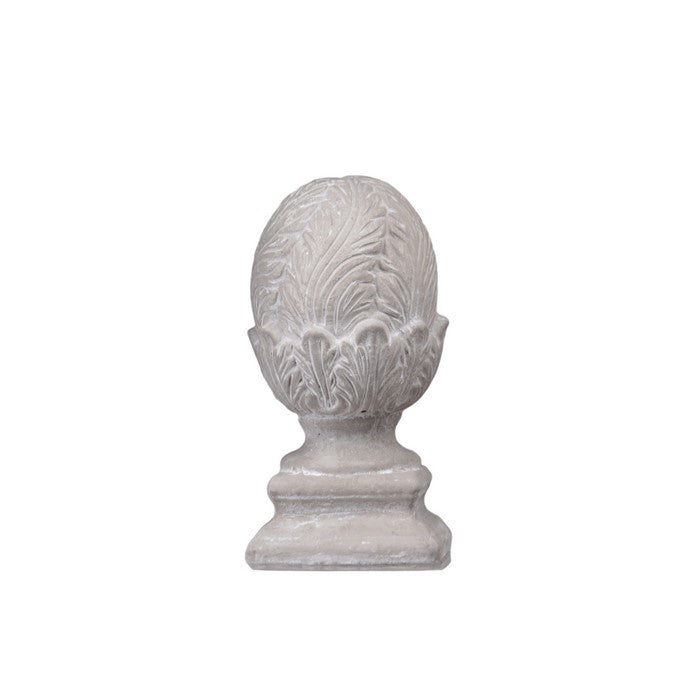 Cabbage Cement Figurine with Square Pedestal Base, Small, Gray