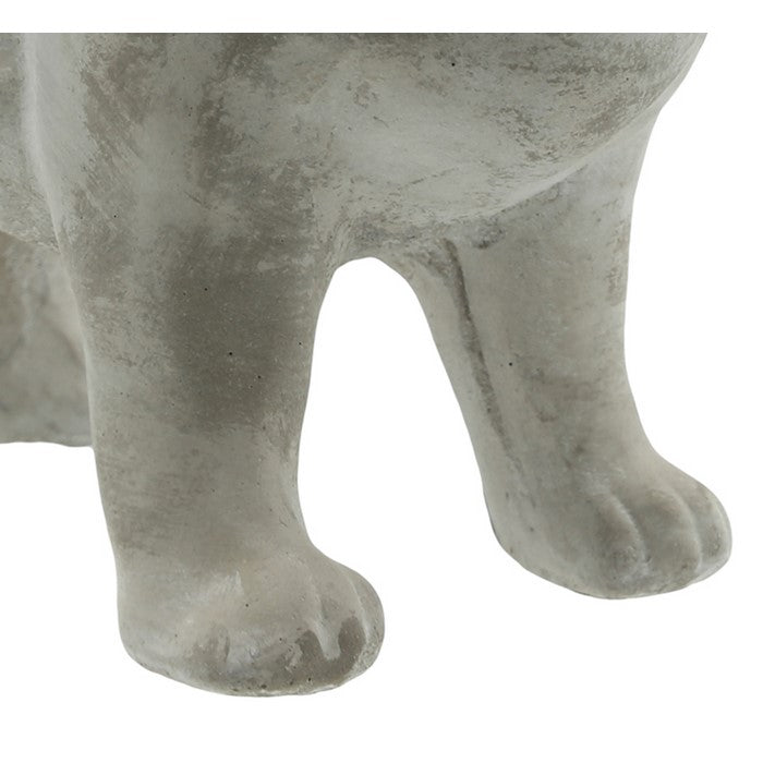 Cement Bulldog Figurine Standing on 4 legs, Weathered Gray
