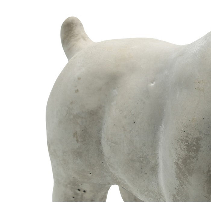 Cement Bulldog Figurine Standing on 4 legs, Weathered Gray