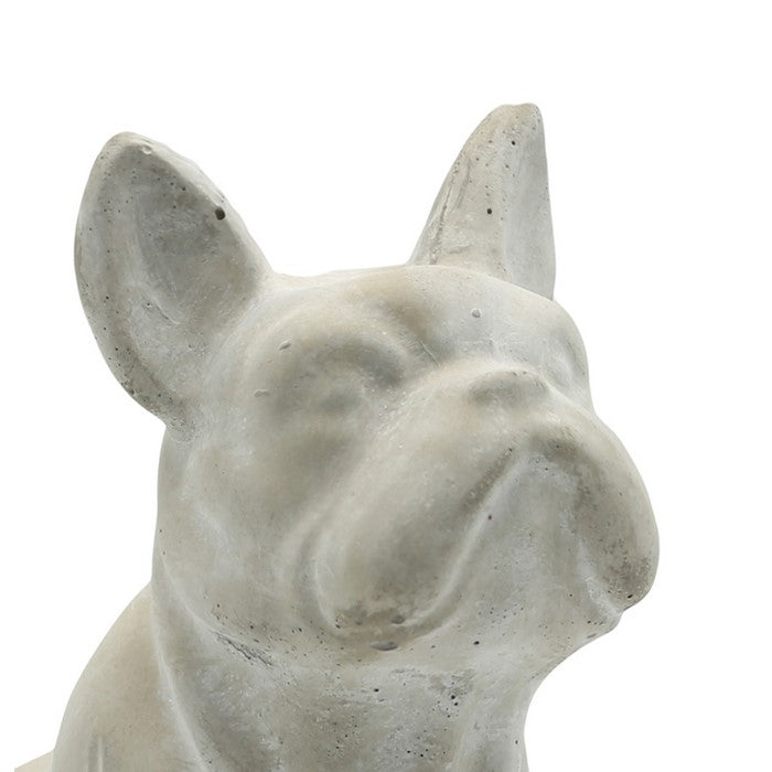 Straight Looking French Bulldog Sitting Cement Figurine, Gray