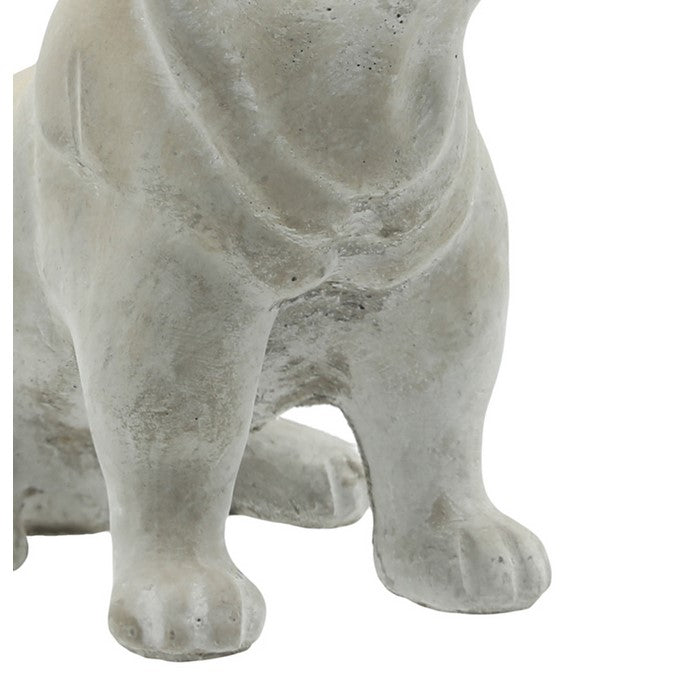 Straight Looking French Bulldog Sitting Cement Figurine, Gray
