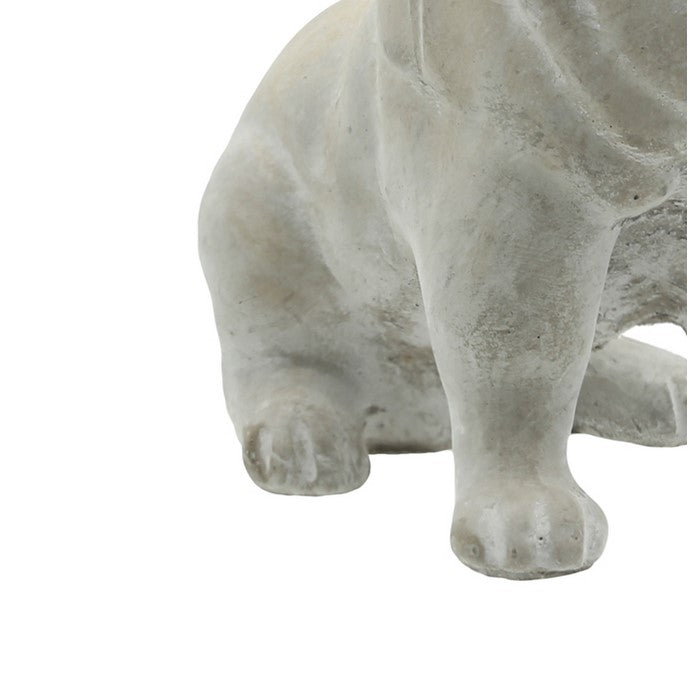 Straight Looking French Bulldog Sitting Cement Figurine, Gray