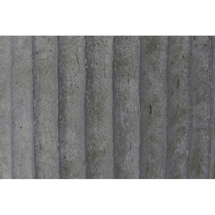 Round Cement Pot with Vertically Pressed Lines, Small, Gray