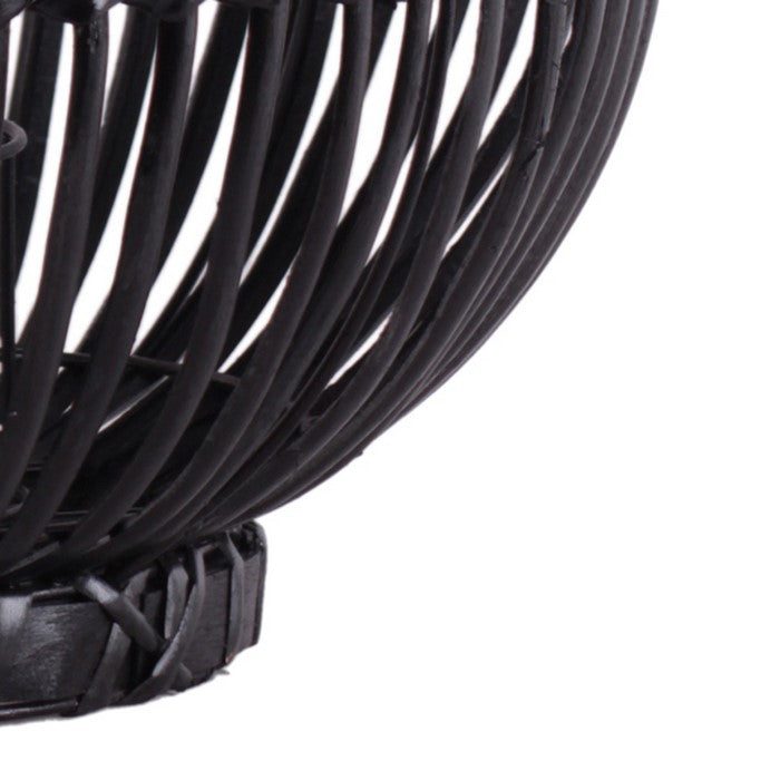 Lattice Design Bellied Round Lantern with Rope Handle, Large, Black