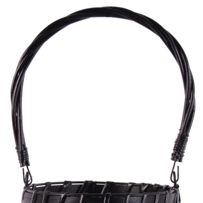 Lattice Design Bellied Round Lantern with Rope Handle, Large, Black