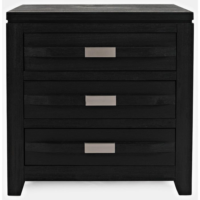 3 Drawer Storage Night Stand with Power Outlets and 1 Cable, Charcoal Gray