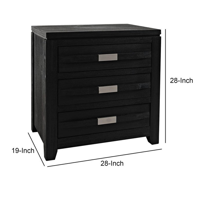 3 Drawer Storage Night Stand with Power Outlets and 1 Cable, Charcoal Gray