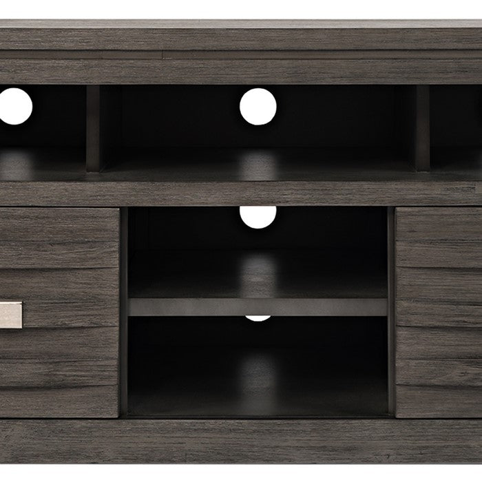 50 Inch Wooden Media Console Table with 3 Open Compartments, Gray