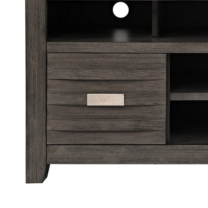 50 Inch Wooden Media Console Table with 3 Open Compartments, Gray