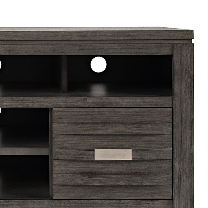 50 Inch Wooden Media Console Table with 3 Open Compartments, Gray