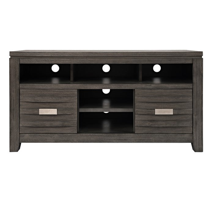 50 Inch Wooden Media Console Table with 3 Open Compartments, Gray