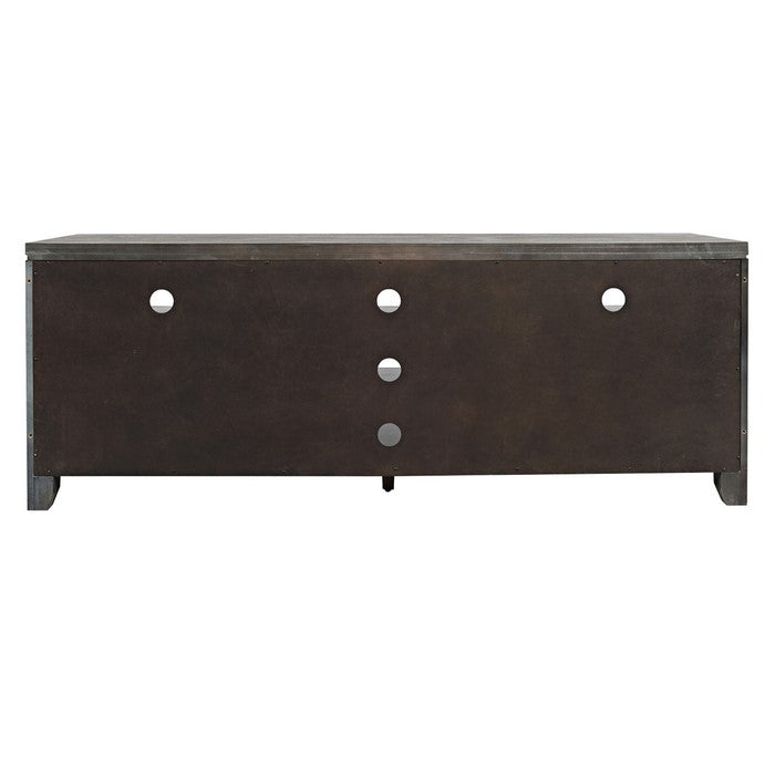 70 Inch Wooden Media Console Table with 3 Open Compartments, Light Gray
