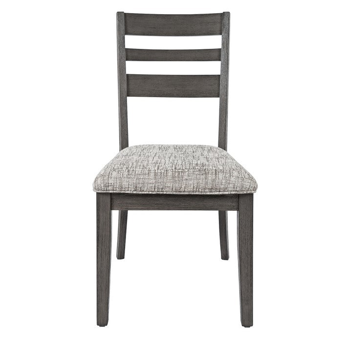 Wooden Chair with Cushioned Seat and Ladder Backrest, Set of 2, Light Gray