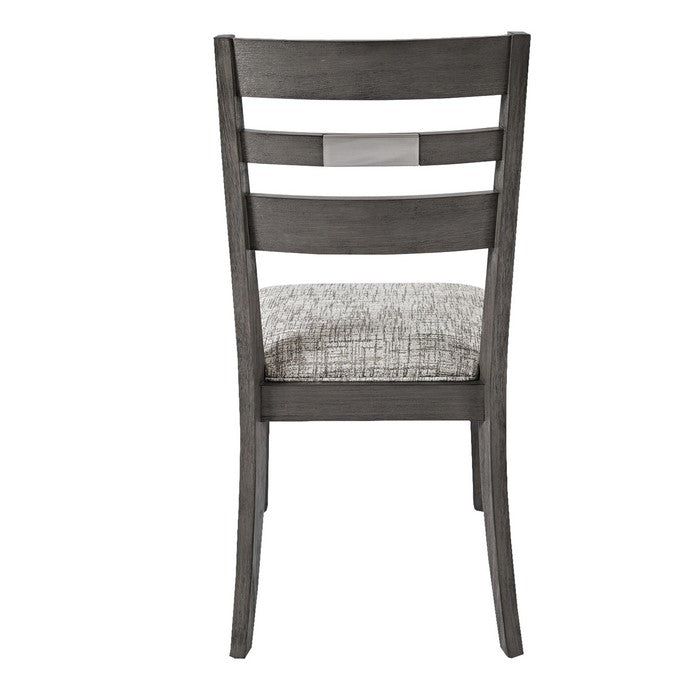 Wooden Chair with Cushioned Seat and Ladder Backrest, Set of 2, Light Gray