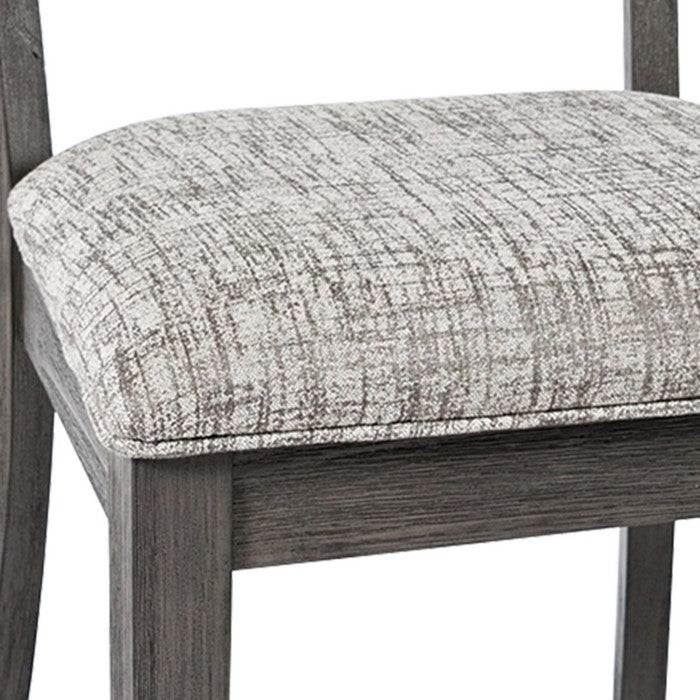 Wooden Chair with Cushioned Seat and Ladder Backrest, Set of 2, Light Gray