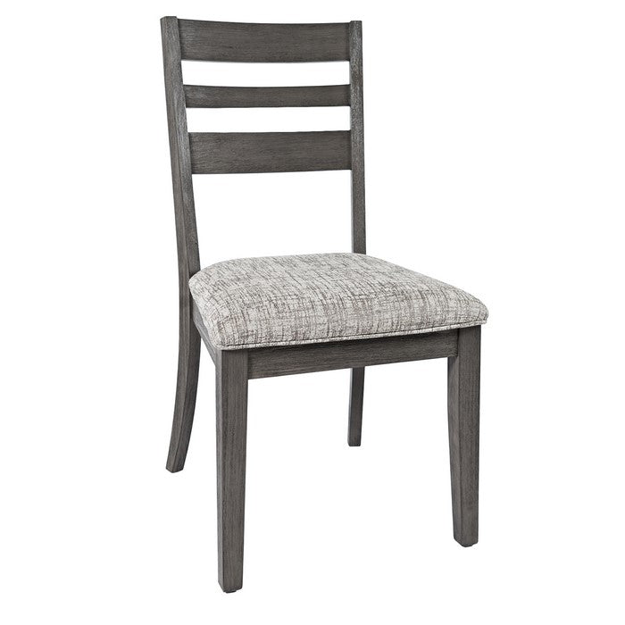 Wooden Chair with Cushioned Seat and Ladder Backrest, Set of 2, Light Gray