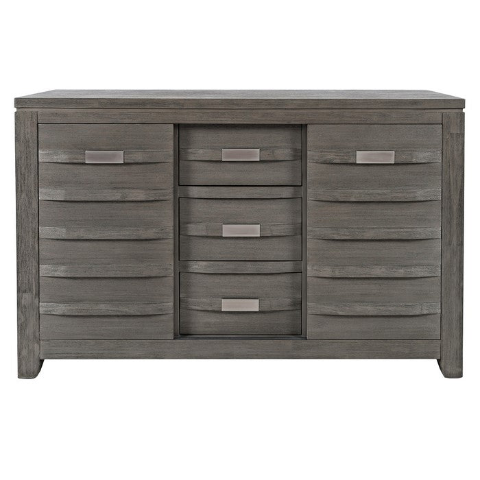 54 Inch Transitional Style Wooden Server with 3 Storage Drawers, Gray