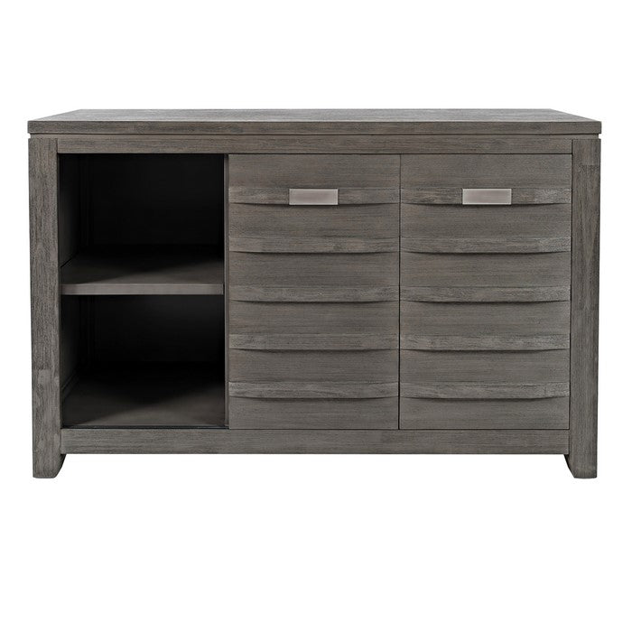 54 Inch Transitional Style Wooden Server with 3 Storage Drawers, Gray