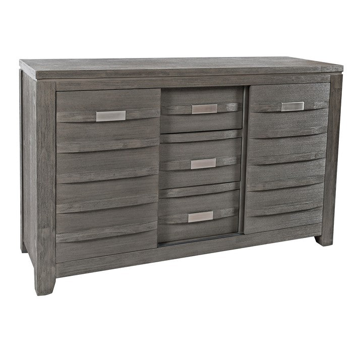 54 Inch Transitional Style Wooden Server with 3 Storage Drawers, Gray