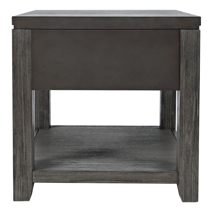 Wooden End Table with Open Bottom Shelf and Single Drawer, Gray