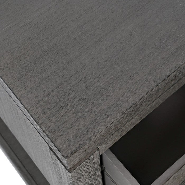 Wooden End Table with Open Bottom Shelf and Single Drawer, Gray