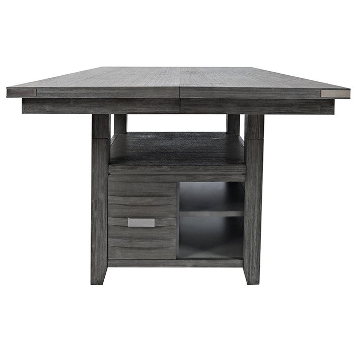 Wooden Dining Table with 4 Interior Shelves and Sliding Door, Gray