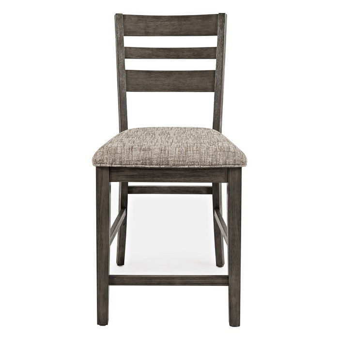 Wooden Counter Height Stool with Ladder Type Backrest, Set of 2, Brown