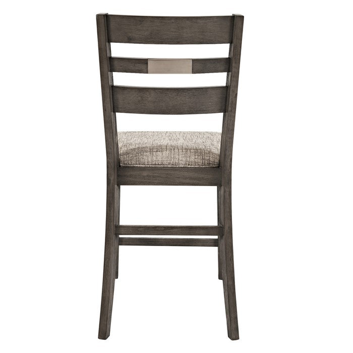 Wooden Counter Height Stool with Ladder Type Backrest, Set of 2, Brown