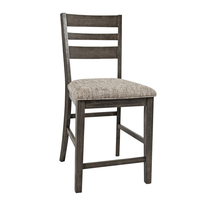 Wooden Counter Height Stool with Ladder Type Backrest, Set of 2, Brown