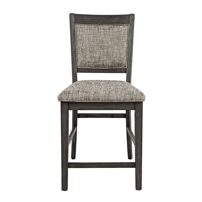 Wooden Counter Height Stool with Fabric Padded Backrest, Set of 2, Brown