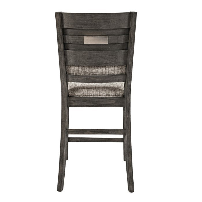 Wooden Counter Height Stool with Fabric Padded Backrest, Set of 2, Brown