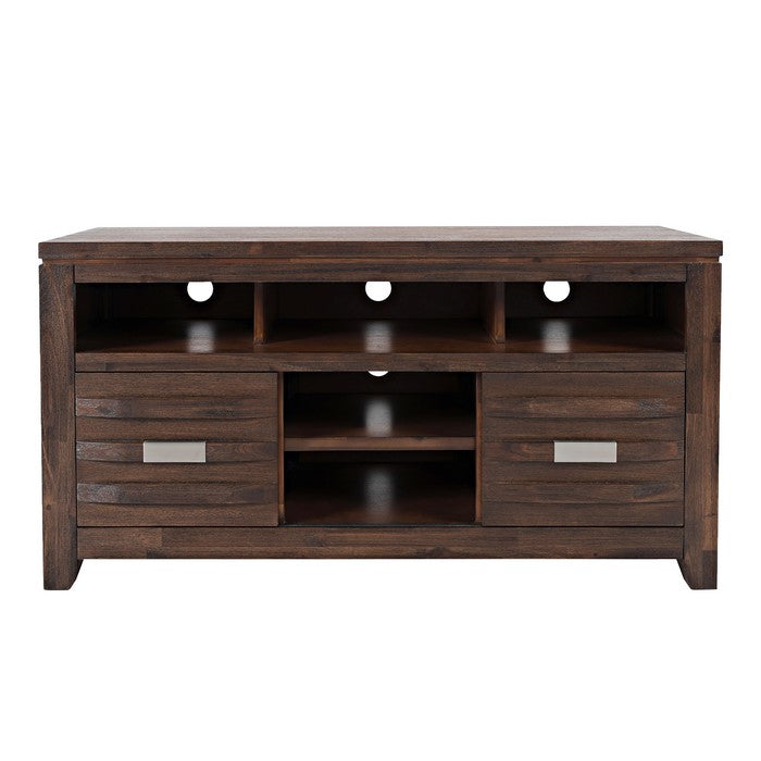 50 Inch Wooden Media Console Table with 3 Open Compartments, Brown