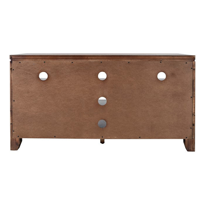 50 Inch Wooden Media Console Table with 3 Open Compartments, Brown
