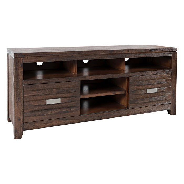 60 Inch Wooden Media Console Table with 3 Open Compartments, Brown