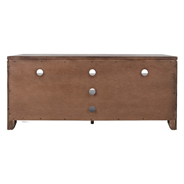 60 Inch Wooden Media Console Table with 3 Open Compartments, Brown